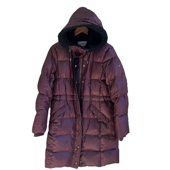 COACH Quilted Long Duck Down Puffer Coat Women Medium F34128 Bordeaux Burgundy M - Picture 1 of 16